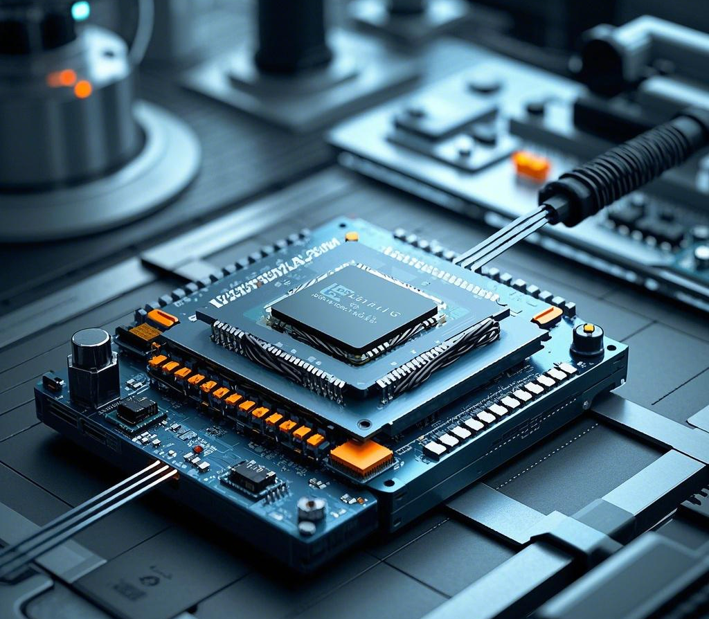 FPGA芯片在电路板上的特写