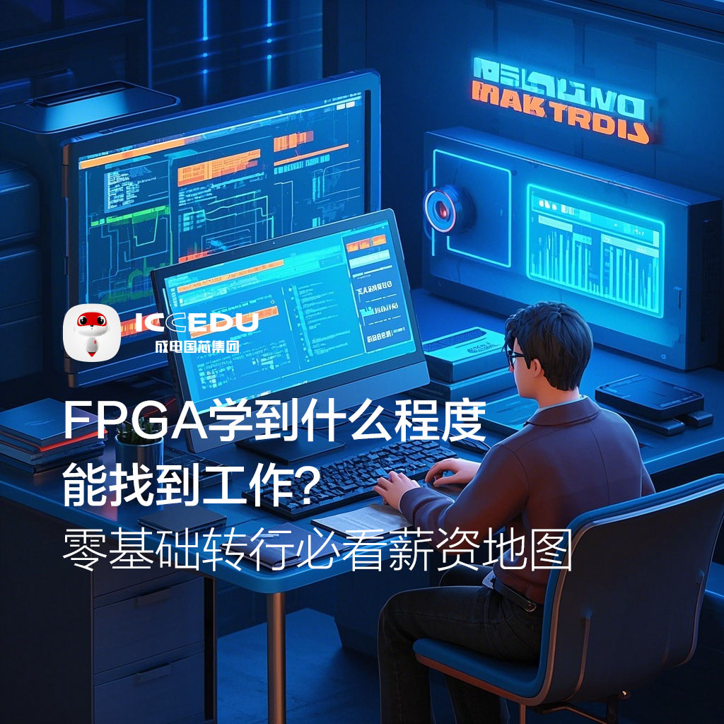 A roadmap illustration showing the progression from beginner to job offer in FPGA.