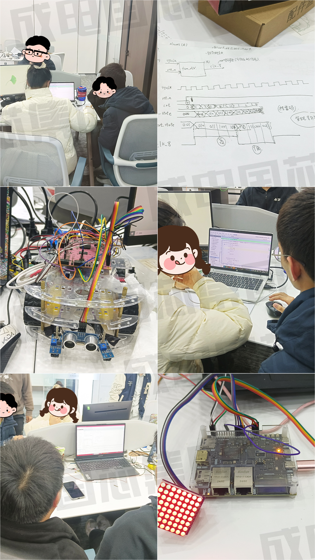 学员在焊台区协作调试PCIe数据采集卡