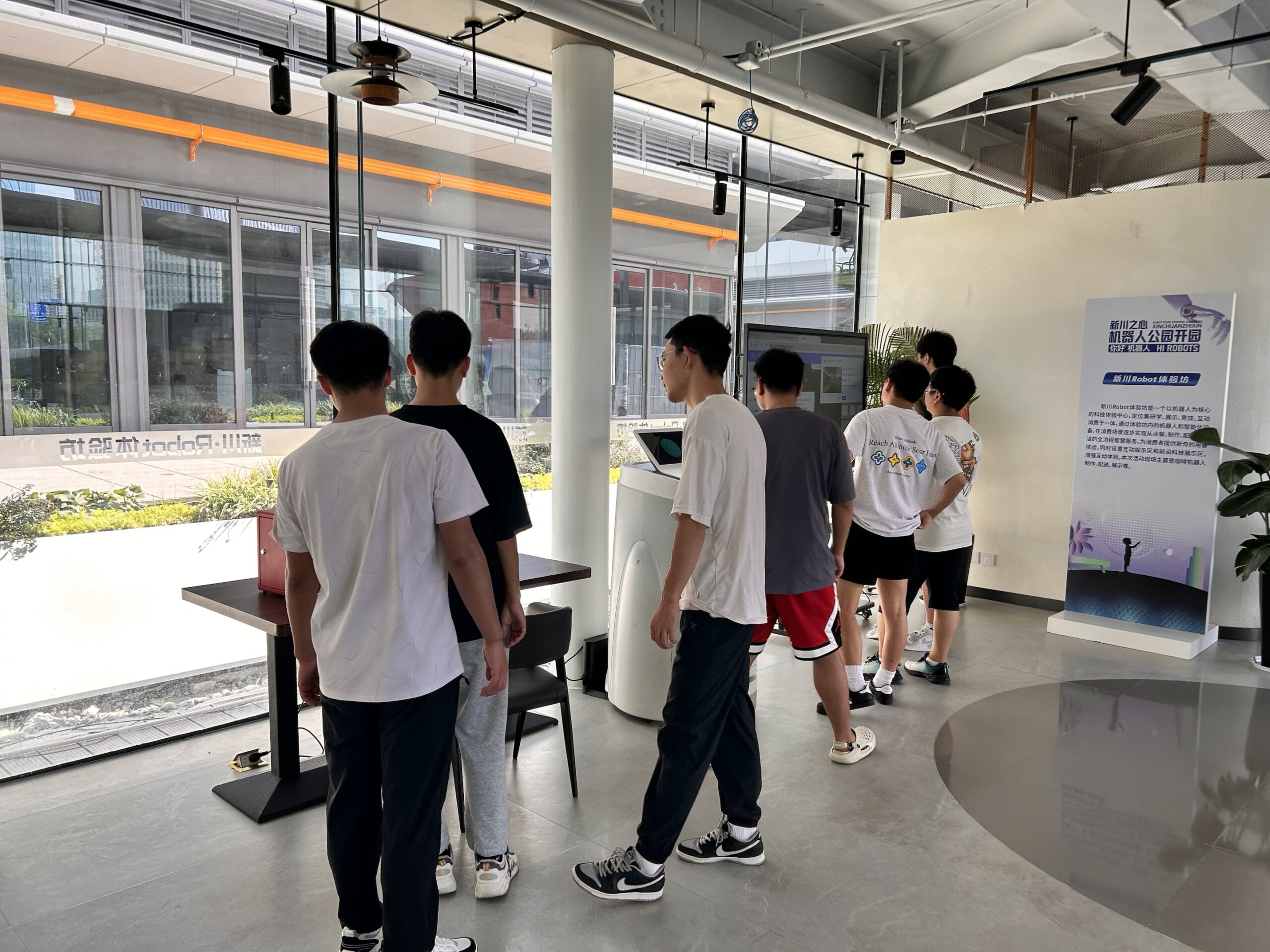 Four-legged bionic robot dog performing obstacle navigation