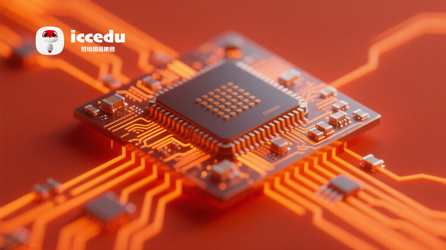 Graduation cap and FPGA chip symbolizing career advancement