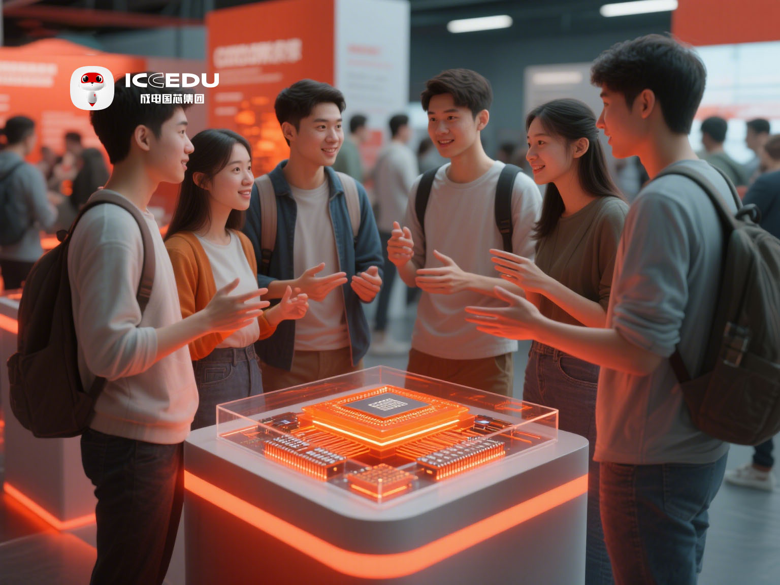 An engineer working on a circuit board with FPGA development tools.